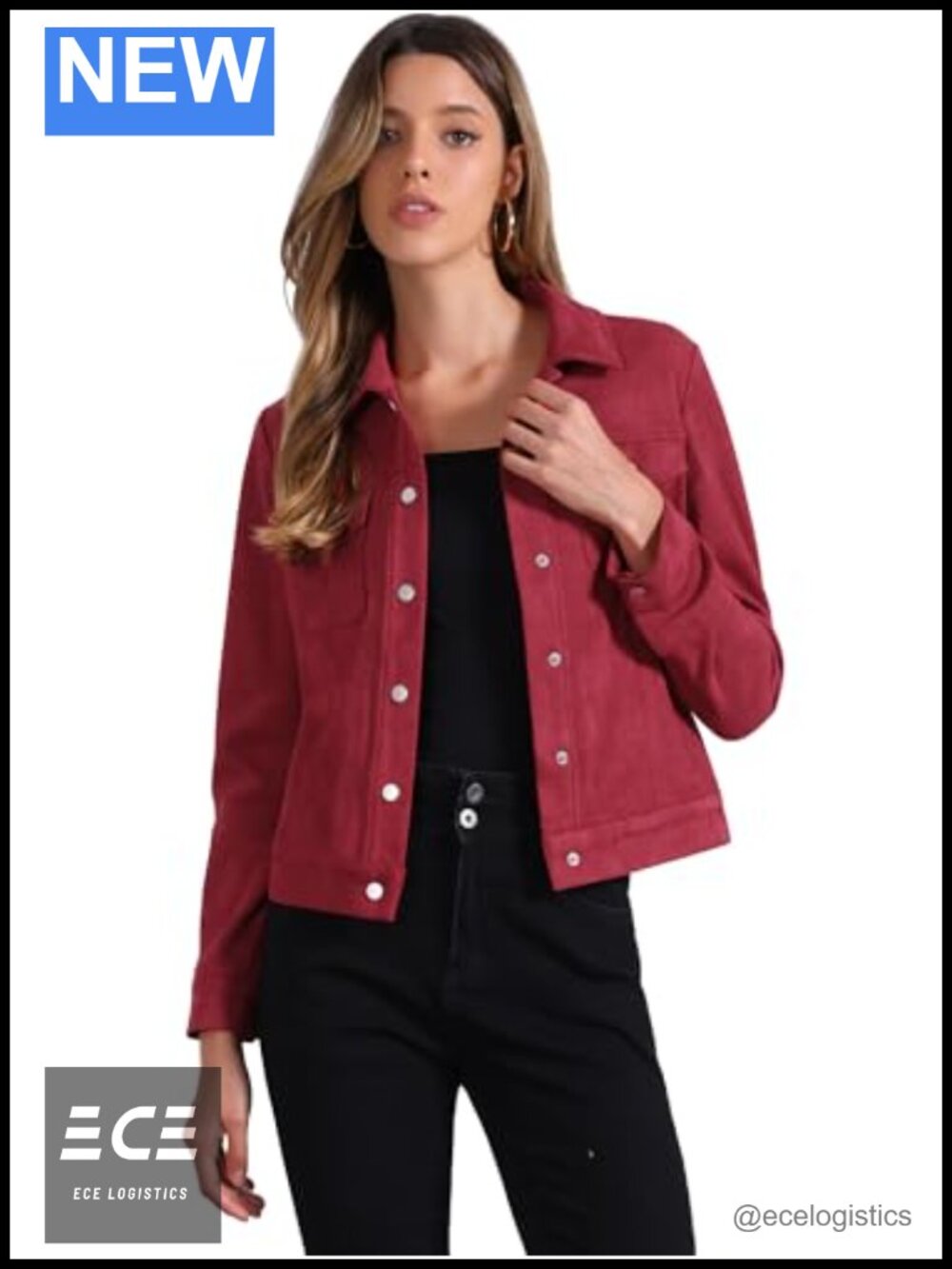 Faux Suede Shacket Snap Button Loose Fit Long Sleeve Casual Jacket
